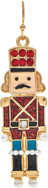Gold Bobble Head Nutcracker Christmas Earring