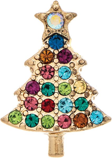 Gold Multicolor Crystal Tiny Christmas Tree Post Earring