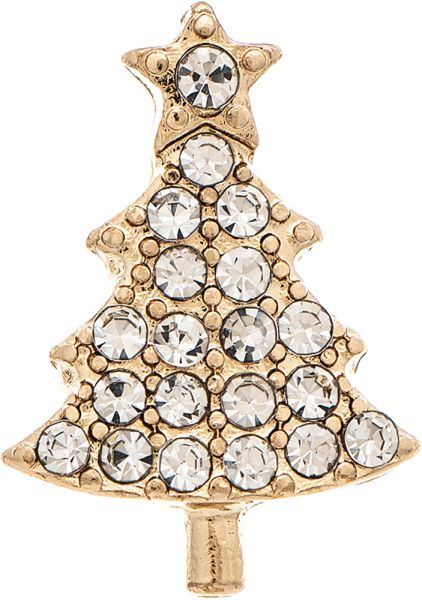 Gold Clear Crystal Tiny Christmas Tree Post Earring