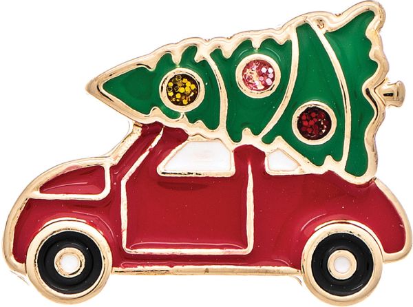 Gold Christmas Tree Topped VW Bug Enamel Post Earring