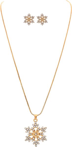 Gold Crystal 7/8" Snowflake Necklace Set