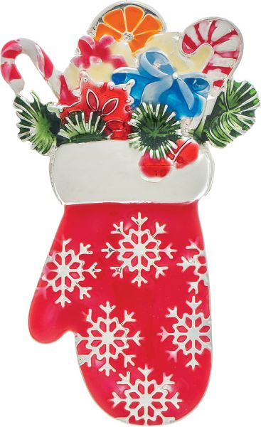 Silver Tropical Vibes Holiday Mitten Magnetic Pin Brooch