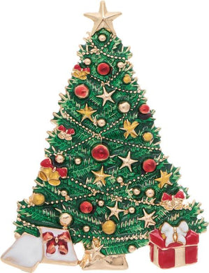 Gold Decorated Tree Christmas Magnetic Pin