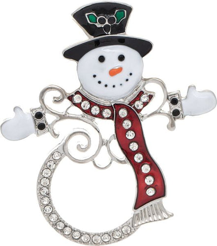 Sliver Crystal Swirls Snowman Pin