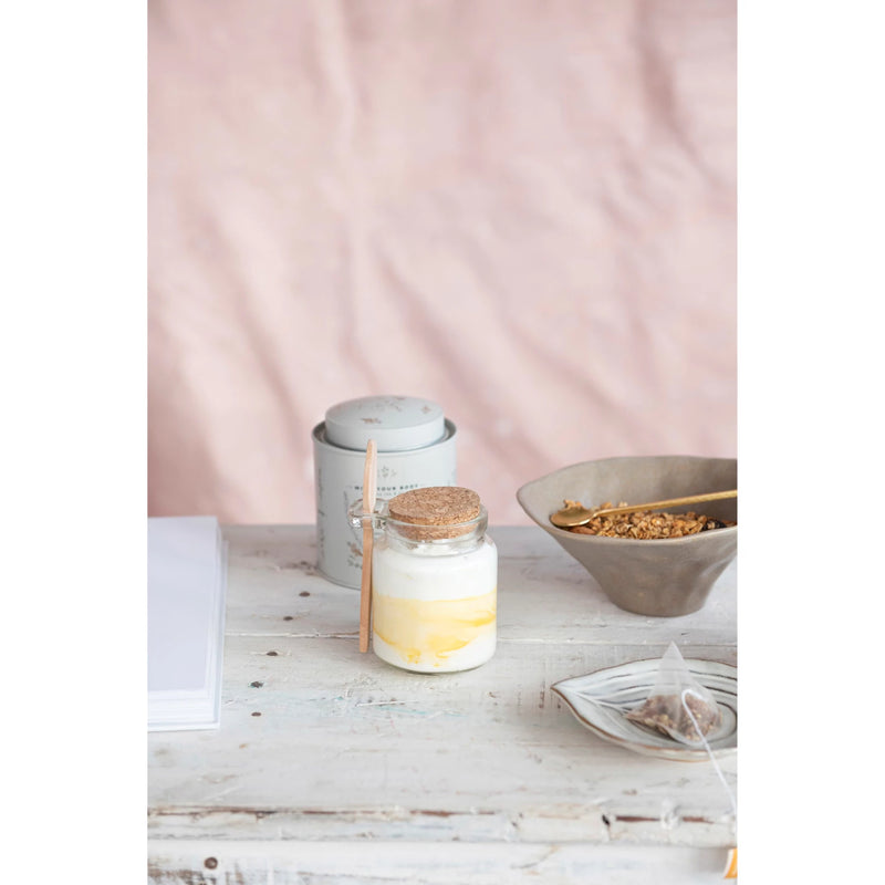 Glass Jar w/ Cork Lid & Wood Spoon 12 oz.