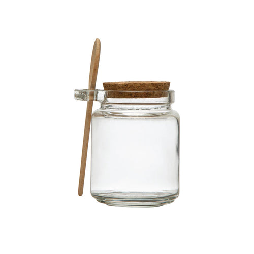 Glass Jar w/ Cork Lid & Wood Spoon 12 oz.