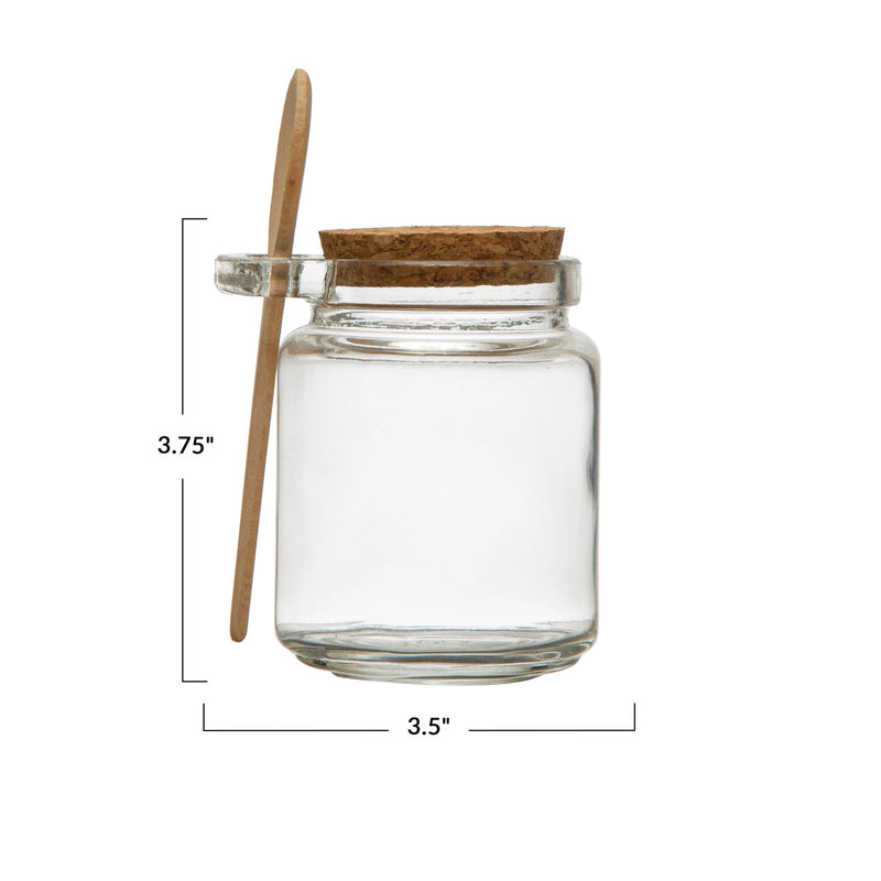 Glass Jar w/ Cork Lid & Wood Spoon 12 oz.