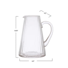 Ribbed Glass Pitcher 6-1/2"L x 5-1/2"W x 8-1/4"H 60 oz.