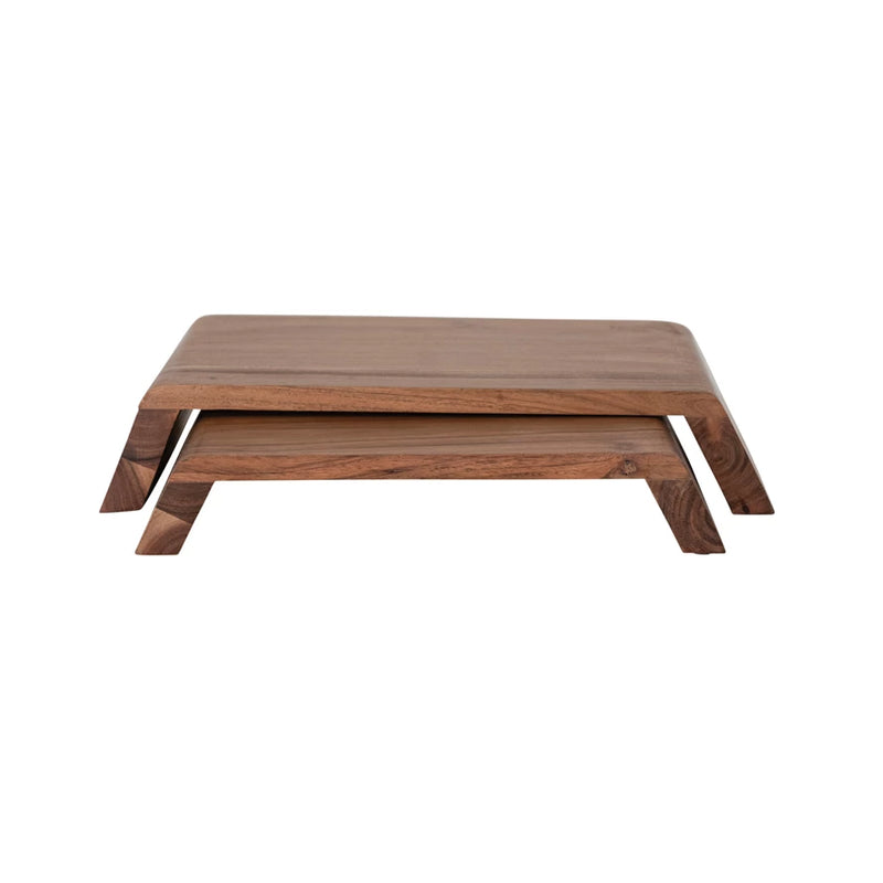 Acacia Wood Nesting Pedestals, Set of 2