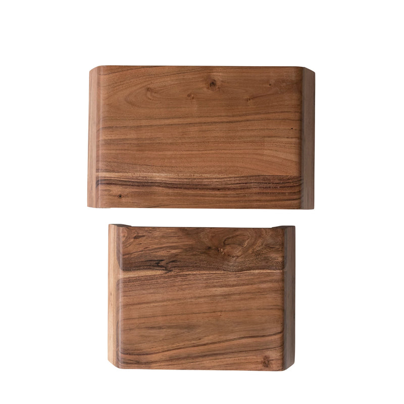Acacia Wood Nesting Pedestals, Set of 2