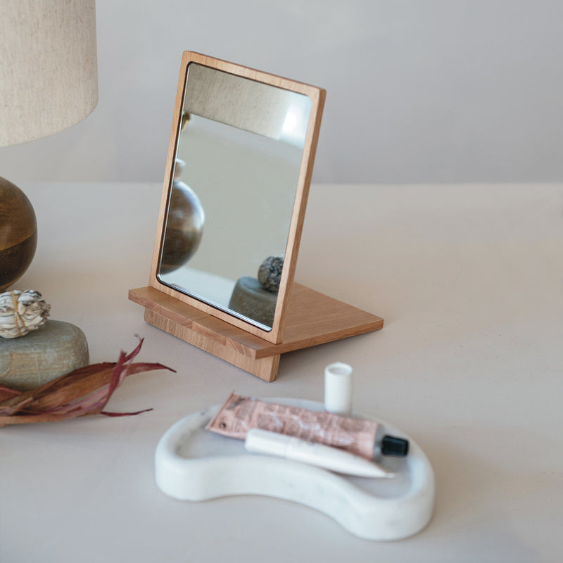 Rubberwood Interlocking Dresser/Desk Mirror, Natural