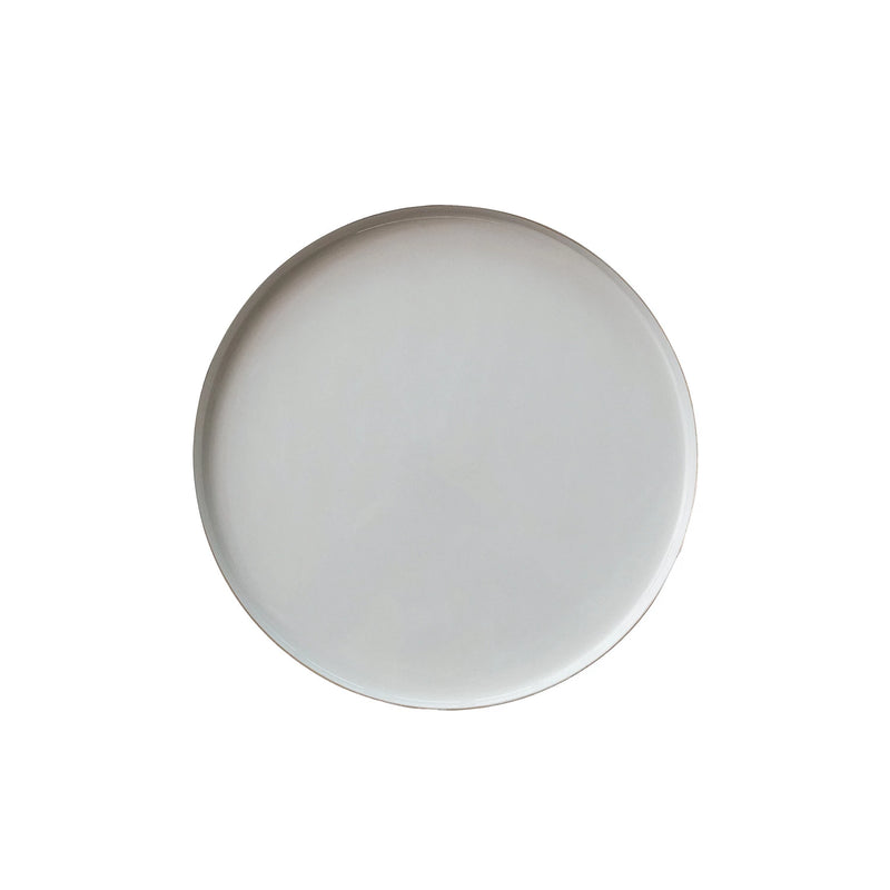 Enameled Metal Pedestal, Cream Color & Gold Finish