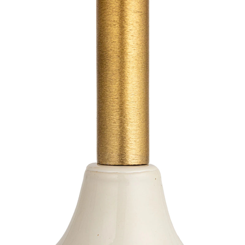 Enameled Metal Pedestal, Cream Color & Gold Finish