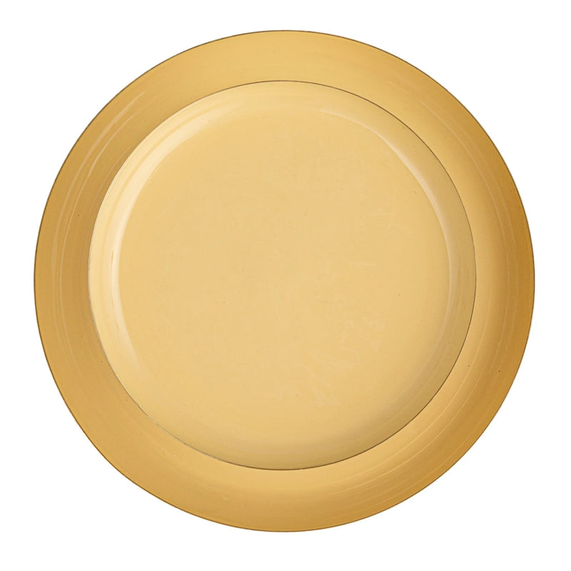 Enameled Metal 2-Tier Tray, Yellow & Gold Finish