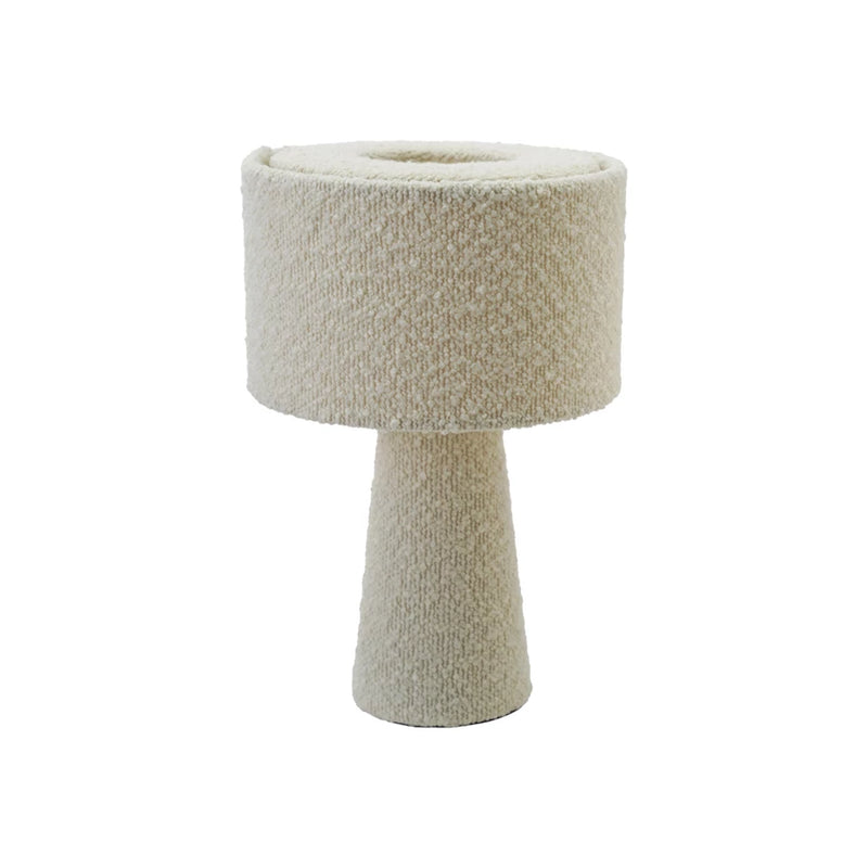 Bouclé Fabric & Metal Table Lamp with Inline Switch, Ivory Color