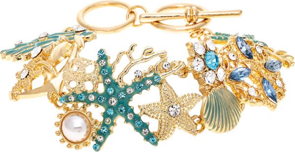 Gold Enamel Crystal Seaside Mosaic Bracelet