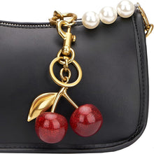 Bag Charm - Red Gold Cherry