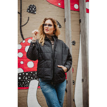 Black Quilted Squares Zipper Jacket