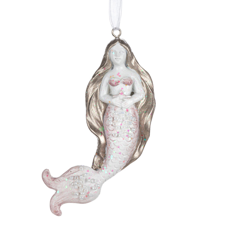 Iridescent Pink Mermaid Ornament - 1.5x3.5in