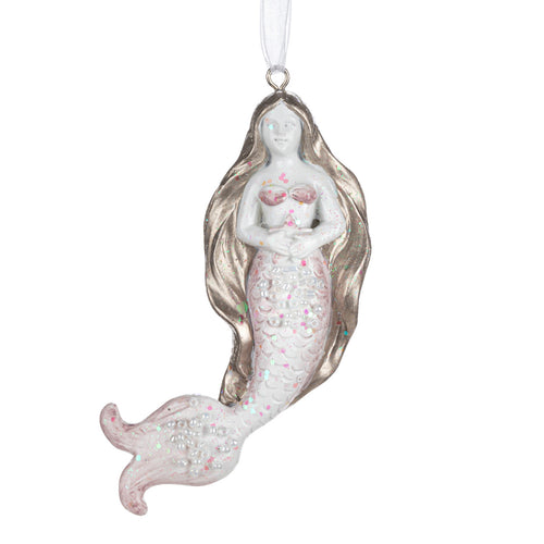 Iridescent Pink Mermaid Ornament - 1.5x3.5in