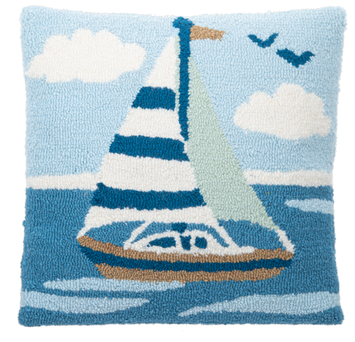 Punch Hook Sailboat Pillow