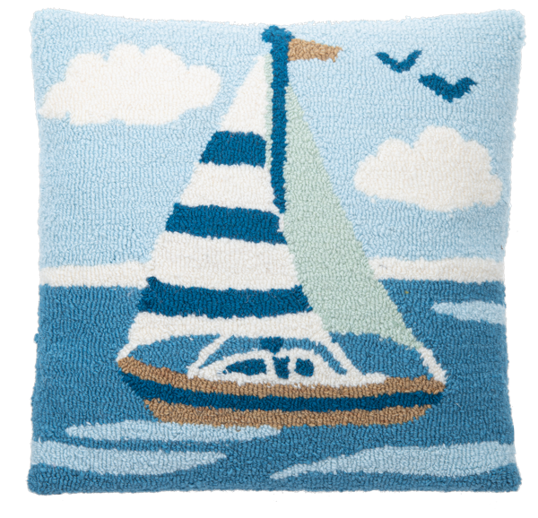 Punch Hook Sailboat Pillow