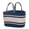 Blue and Natural Striped Farmer's Market Basket with Handles