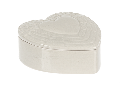 Heart Trinket Box with Embossed Wing Lid