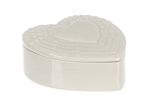 Heart Trinket Box with Embossed Wing Lid