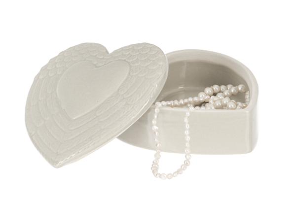 Heart Trinket Box with Embossed Wing Lid