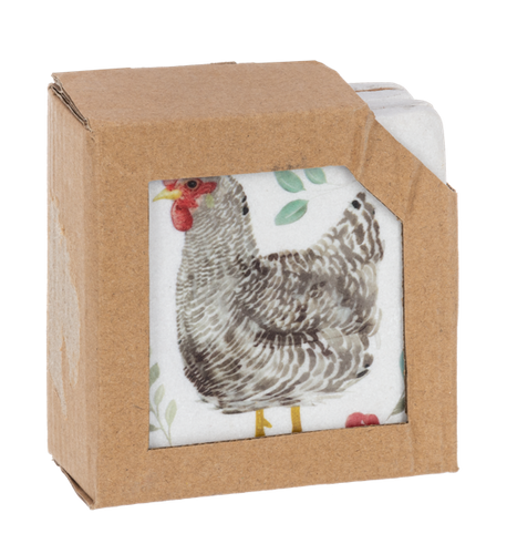 Watercolor Chicken Coaster (4 pc. set)