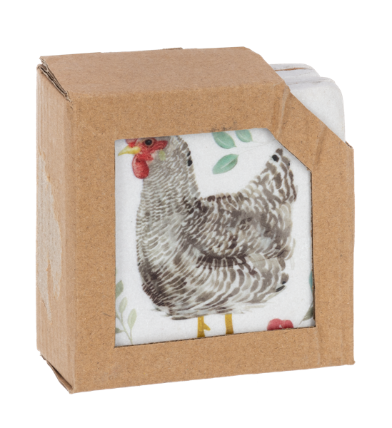 Watercolor Chicken Coaster (4 pc. set)