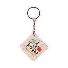 A+ Teacher Maple Veneer Keychain