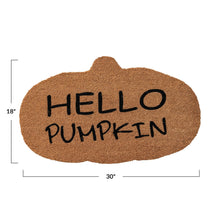 Natural Coir Pumpkin Shaped Door Mat "Hello Pumpkin"