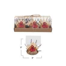 Dried Natural Corn Husk Turkeys w/ 12 Place Card/Photo Holders, Boxed Set of 3