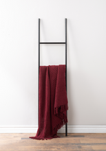 Red Textured Waffle Woven Throw