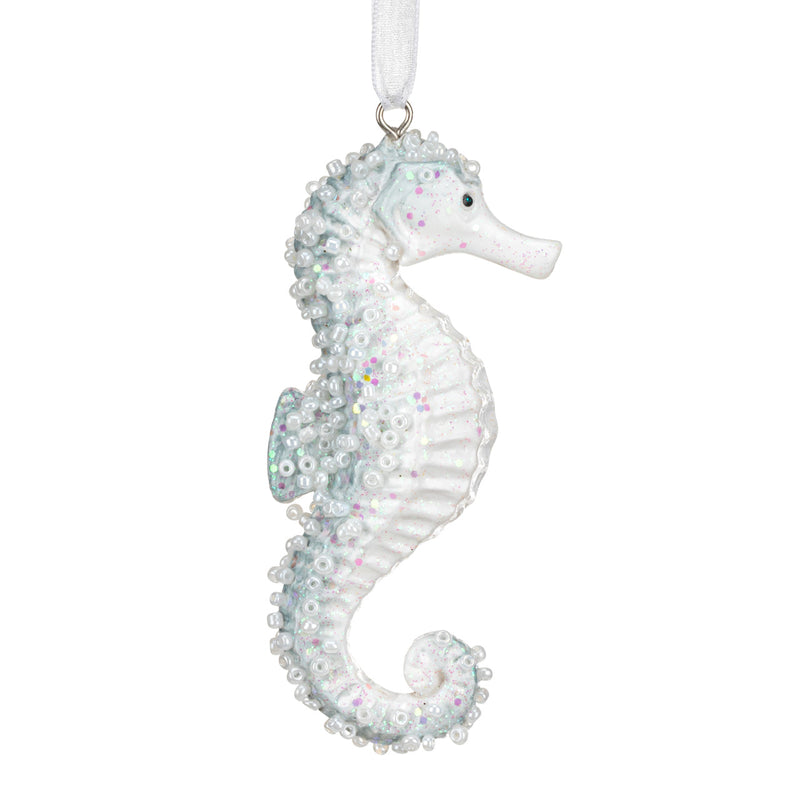 Iridescent Blue Seahorse Ornament - 1x3.5in