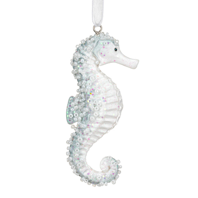 Iridescent Blue Seahorse Ornament - 1x3.5in