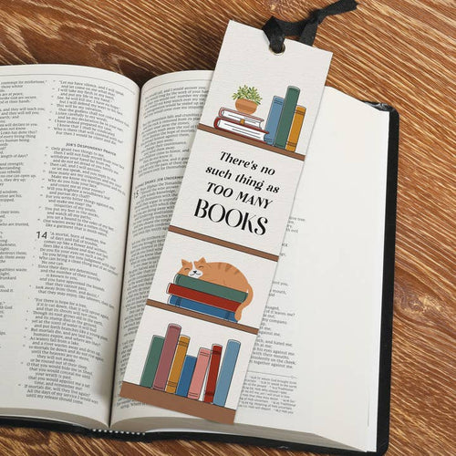 There's No Such Thing As Too Many Books Linen Bookmark