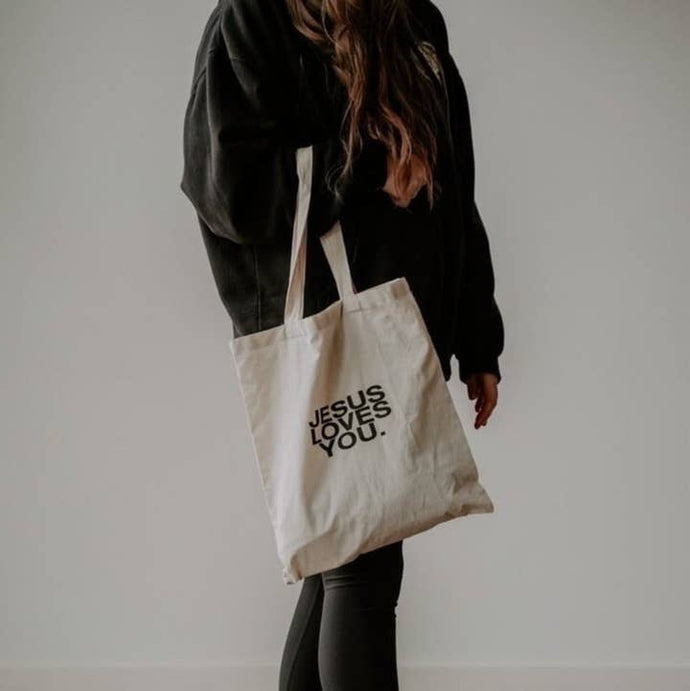 Jesus Loves You Premium Canvas Tote Bag