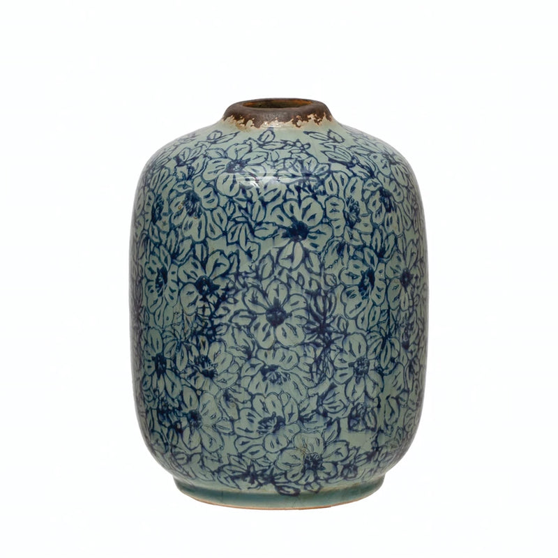 Terra-cotta Vase with Floral Pattern M