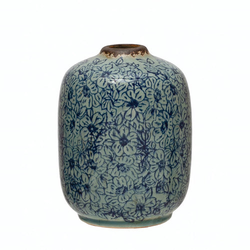 Terra-cotta Vase with Floral Pattern M