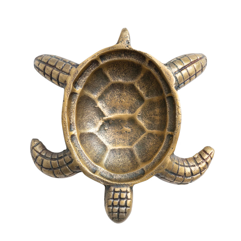 Cast Aluminum Tortoise Dish, Antique Brass Finish