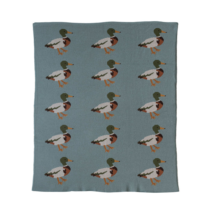Cotton Knit Baby Blanket w/ Ducks, Multi Color