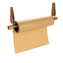 Wood Wall Mounted Paper Dispenser w/ Straps & Paper Roll