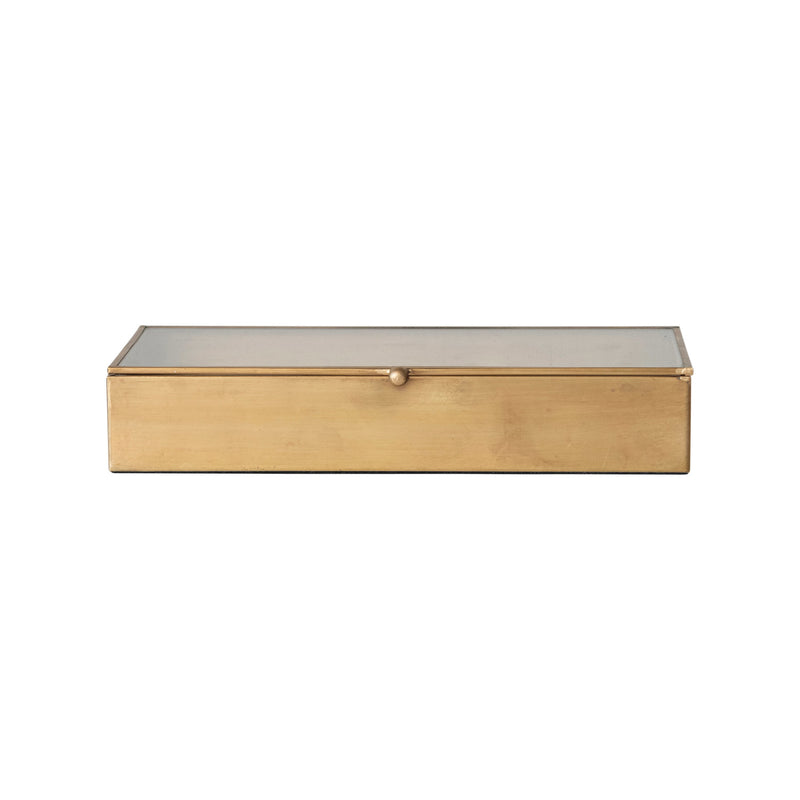 Decorative Mirrored Brass Box, Antique Finish