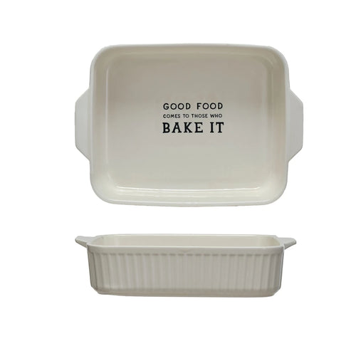 1 Quart Stoneware Baker w/ Wax Relief Saying