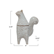 Stoneware Squirrel Shaped Jar, White (Each One Will Vary)