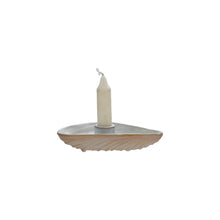 Stoneware Oyster Shell Shaped Taper Holder/Dish (Each Will Vary)