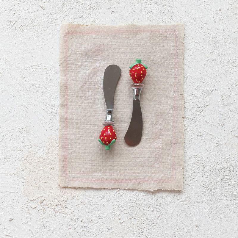 Canape Knives with Hand-Blown Glass Handles, Boxed Set of 2